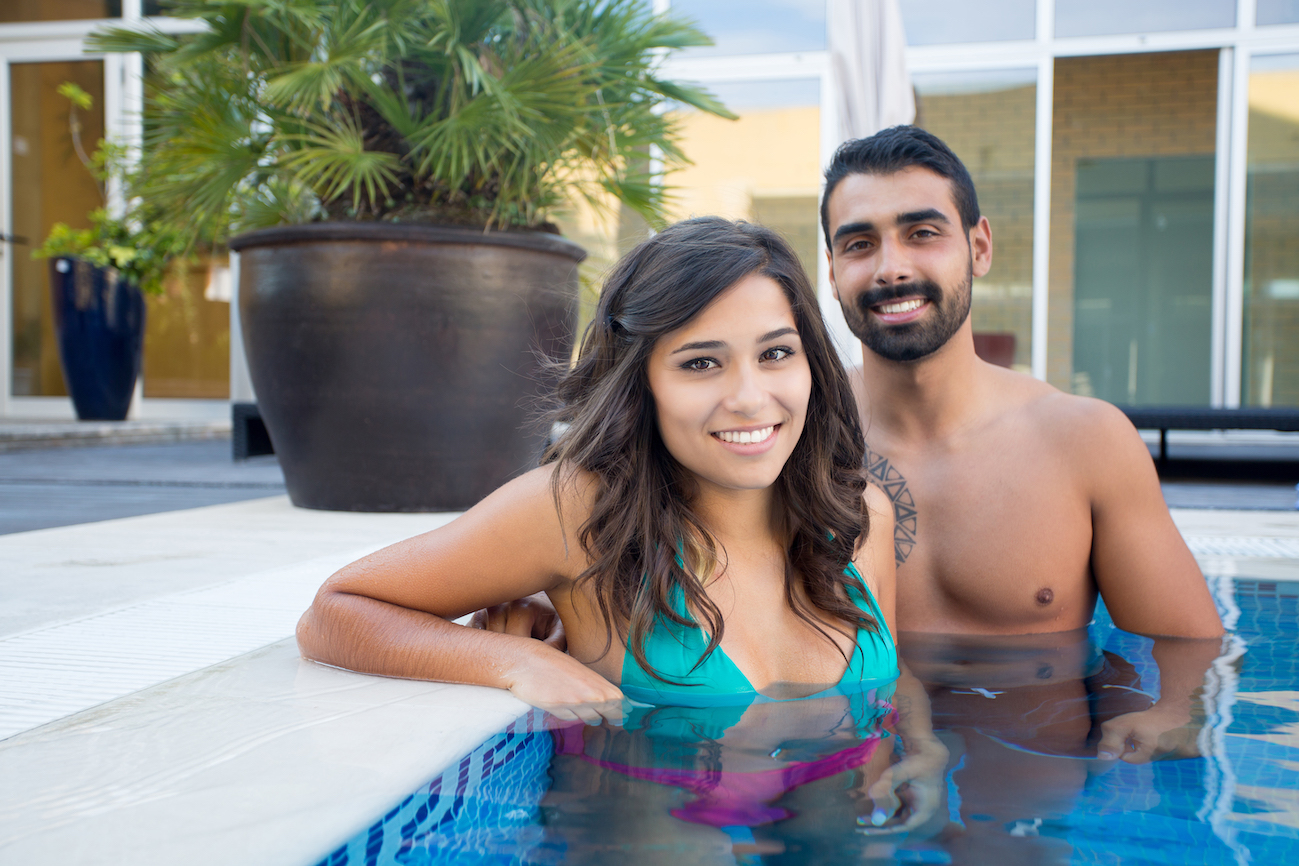 Man and woman in pool