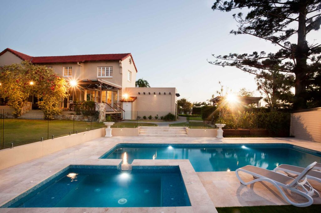 Pool in backyard