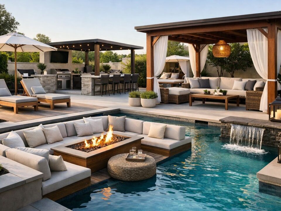 12 Outdoor Living Space Ideas That Work with a Pool